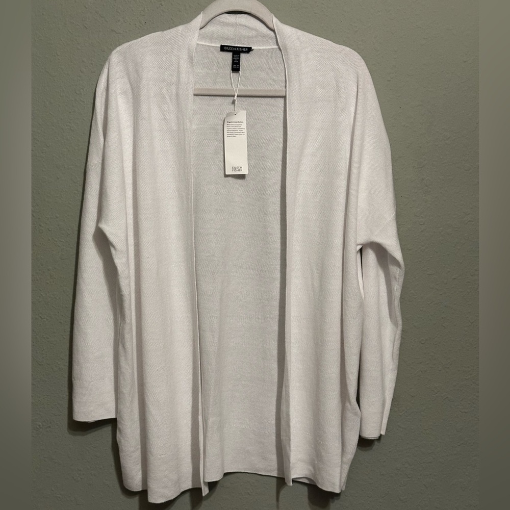 NWT  Eileen Fisher Organic Linen Blend Open Front Cardigan - Picture 8 of 12